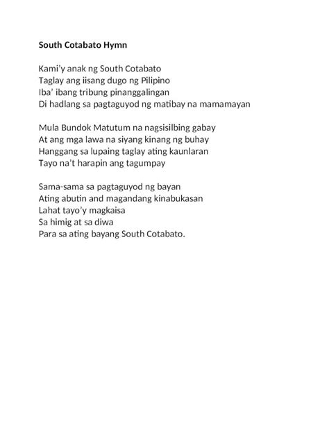 cotabato hymn